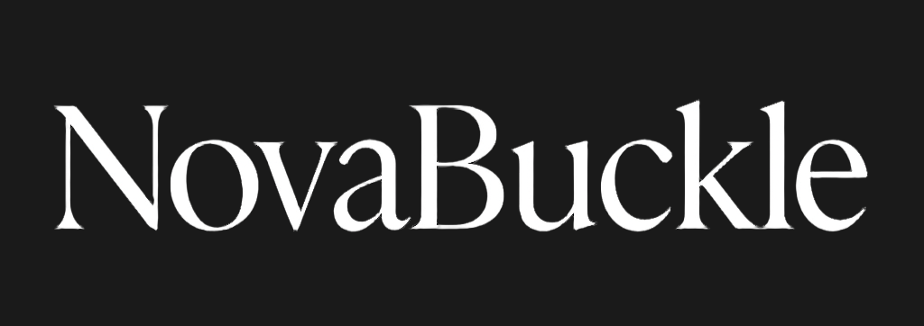 White 'NovaBuckle' text on a black background